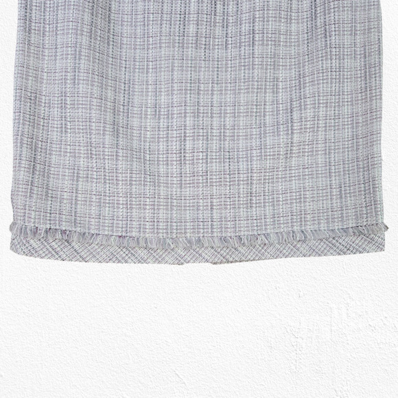WHBM Purple White Tweed Fray Fringe Pencil Straight Knee Length Skirt Size 8 - Picture 3 of 9